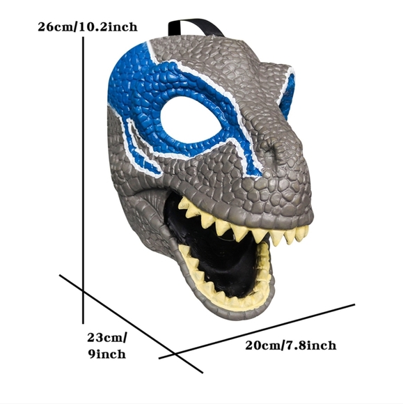 New! JURASSIC WORLD VELOCIRAPTOR BLUE Dinosaur Mask - Picture 4 of 6